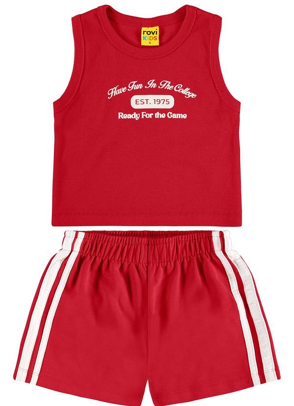 Rovi Kids - Conjunto Regata com Shorts Ribana 2x1 Vermelho