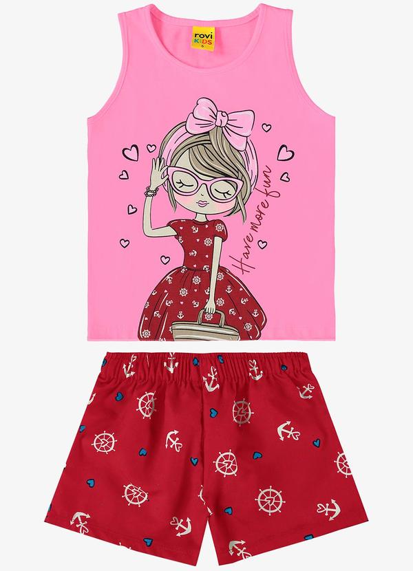 Rovi Kids - Conjunto Regata com Shorts Rosa