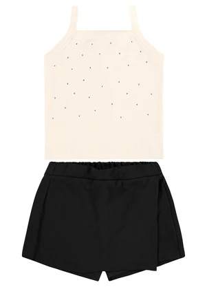 Rovi Kids - Conjunto Regata com Shorts Saia  Bege - ROVI KIDS