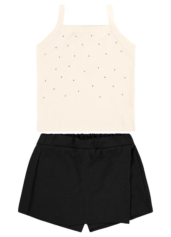 Rovi Kids - Conjunto Regata com Shorts Saia Bege