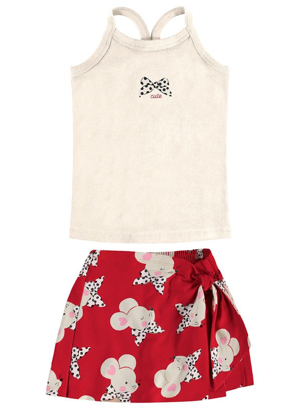 Rovi Kids - Conjunto Regata com Shorts Saia Bege 1