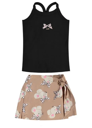 Rovi Kids - Conjunto Regata com Shorts Saia Preto - ROVI KIDS