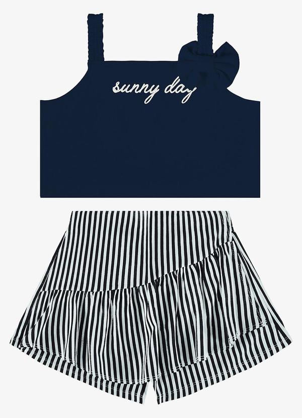 Rovi Kids - Conjunto Regata com Shorts Saia Azul