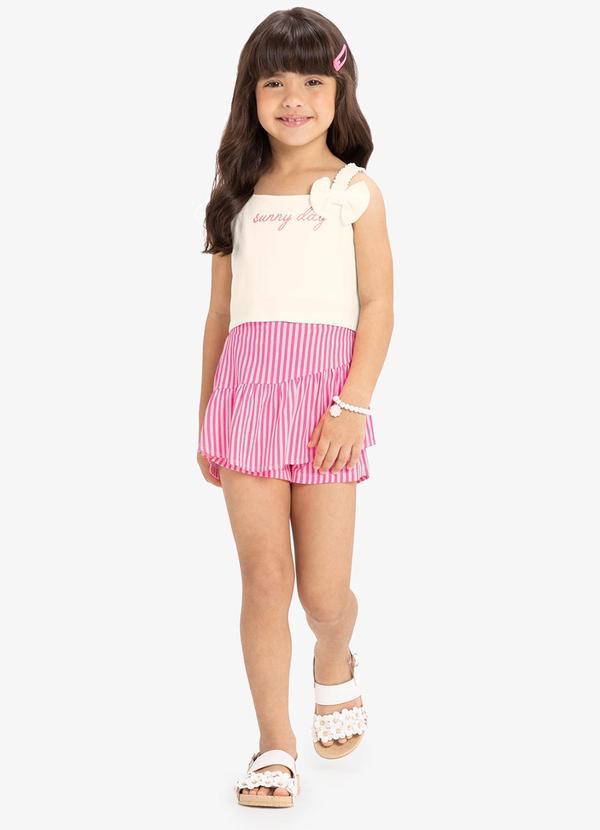 Rovi Kids - Conjunto Regata com Shorts Saia Bege 3