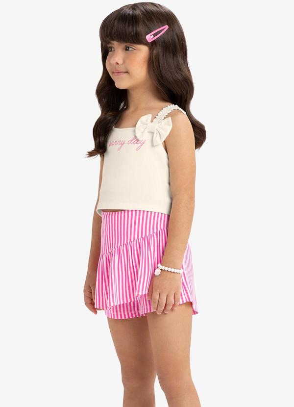 Rovi Kids - Conjunto Regata com Shorts Saia Bege 4