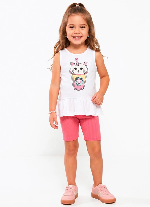 Sweet Lemon - Conjunto Regata com Silk e Ciclista Branco