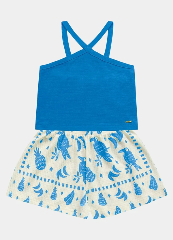 Fakini Kids - Conjunto Regata Cropped e Short Azul