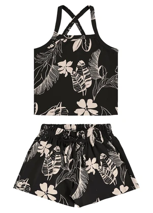 Bee Loop - Conjunto Regata Cropped e Short Preto - BEE LOOP