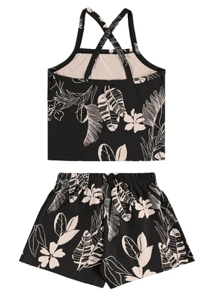 Bee Loop - Conjunto Regata Cropped e Short Preto - BEE LOOP