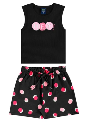 Bee Loop - Conjunto Regata Cropped e Short Preto - BEE LOOP