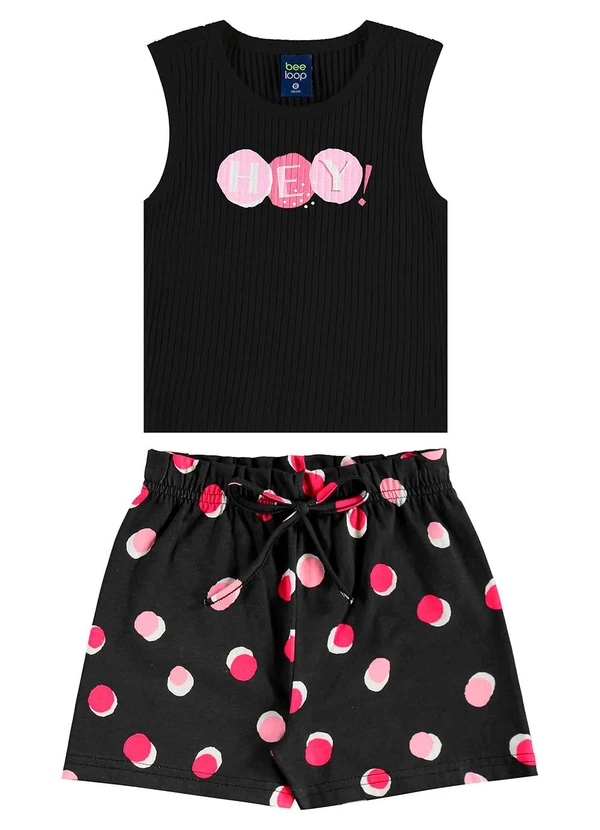Bee Loop - Conjunto Regata Cropped e Short Preto