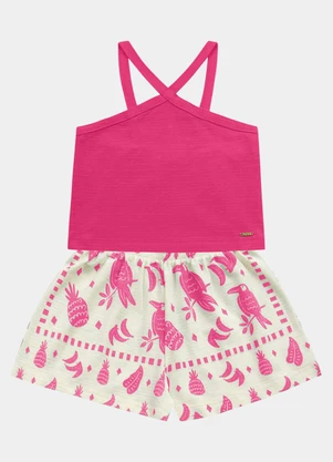 Fakini Kids - Conjunto Regata Cropped e Short Rosa - FAKINI KIDS