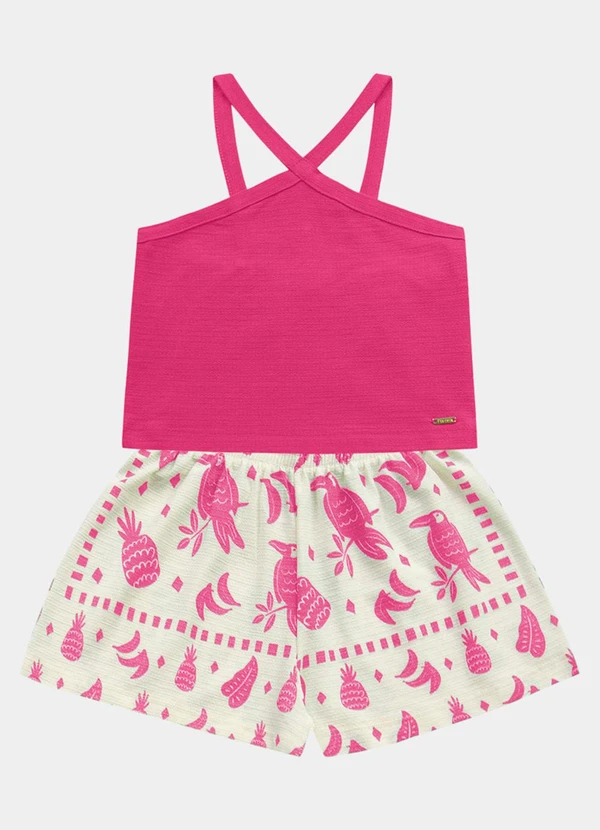 Fakini Kids - Conjunto Regata Cropped e Short Rosa