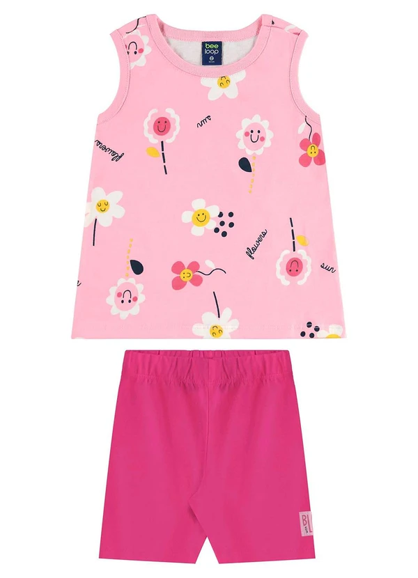 Bee Loop - Conjunto Regata e Bermuda Menina Rosa