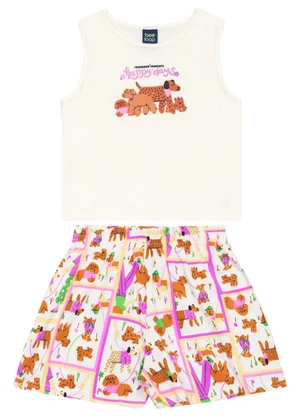 Conjunto Regata e Short Menina Bee Loop Branco - BEE LOOP