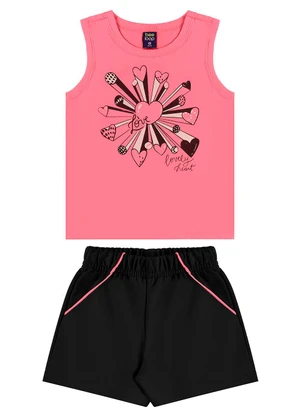 Bee Loop - Conjunto Regata e Short Menina Rosa - BEE LOOP