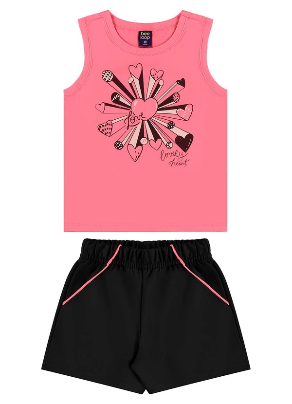 Bee Loop - Conjunto Regata e Short Menina Rosa 2