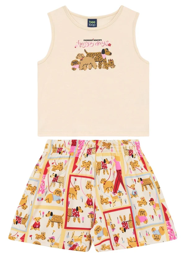 Bee Loop - Conjunto Regata e Short para Menina Bee Loop Bege