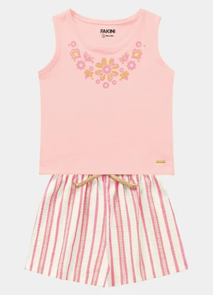 Fakini Kids - Conjunto Regata e Short Rosa - FAKINI KIDS
