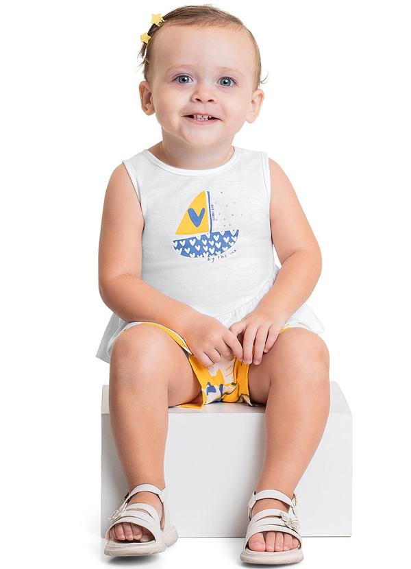 Quimby - Conjunto Regata e Short-Saia Bebê Branco