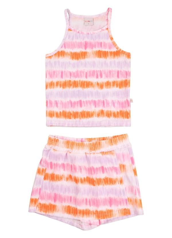 Tink Bink - Conjunto Regata e Short Saia Listrado Tie Dye