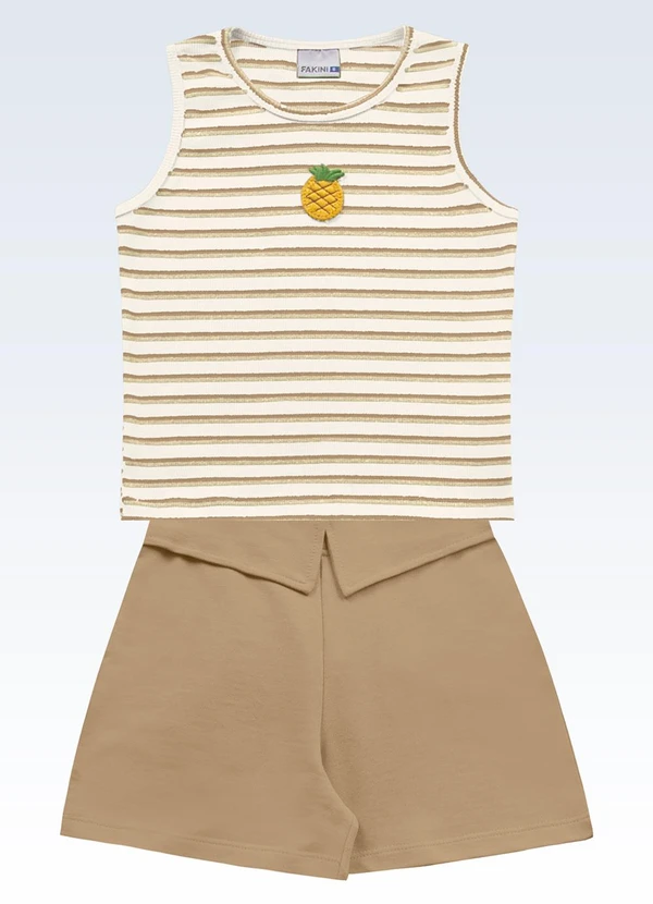 Fakini Kids - Conjunto Regata e Shorts Bege