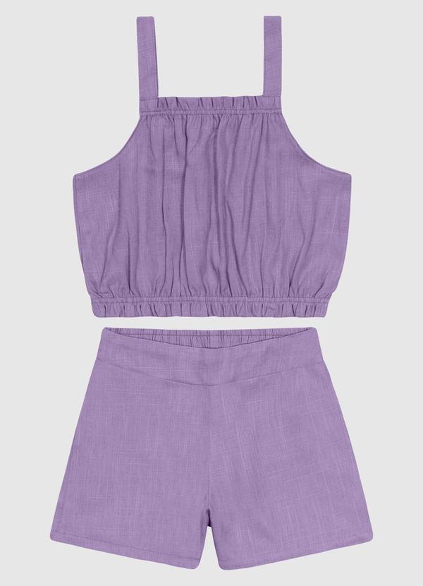 Carinhoso - Conjunto Regata e Shorts em Viscolinho Roxo