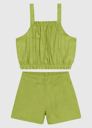 Carinhoso - Conjunto Regata e Shorts em Viscolinho Verde - CARINHOSO