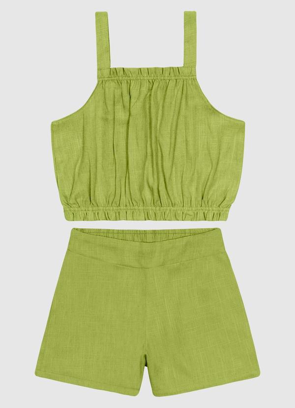 Carinhoso - Conjunto Regata e Shorts em Viscolinho Verde