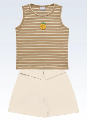 Fakini Kids - Conjunto Regata e Shorts Marrom - FAKINI KIDS
