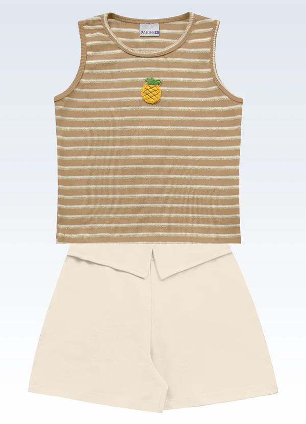 Fakini Kids - Conjunto Regata e Shorts Marrom