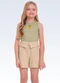 Fakini Kids - Conjunto Regata e Shorts Bege - variação: Verde
