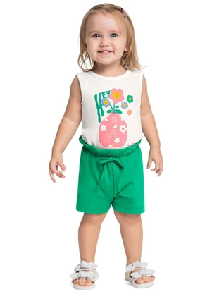 Bee Loop - Conjunto Regata Florezinhas Short Bege - BEE LOOP