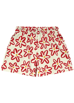Duduka - Conjunto Regata Little Girl e Shorts Flores Bege - DUDUKA