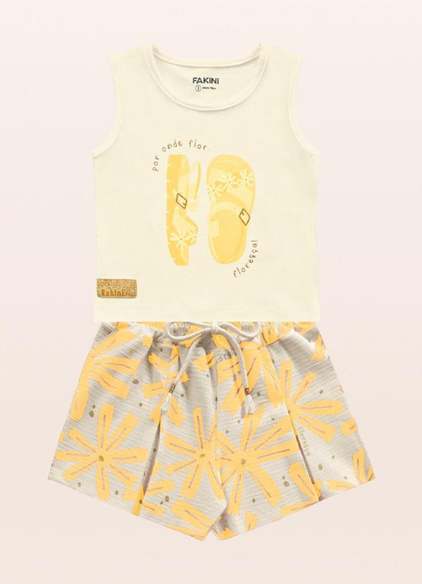 Fakini Kids - Conjunto Regata/Short Amarelo