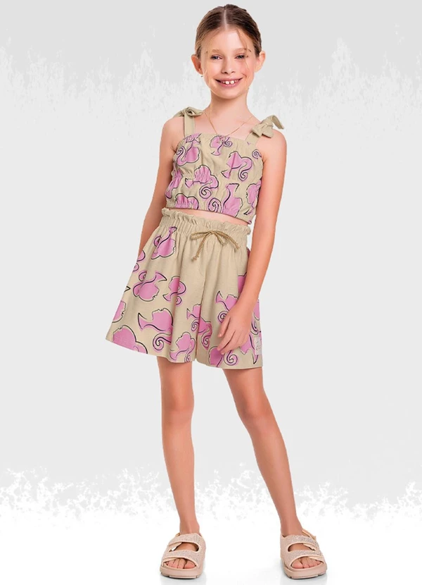 Barbie - Conjunto Regata/Short Barbie Bege
