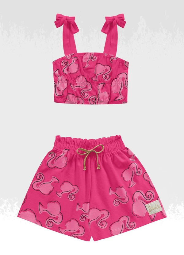 Barbie - Conjunto Regata/Short Barbie Rosa