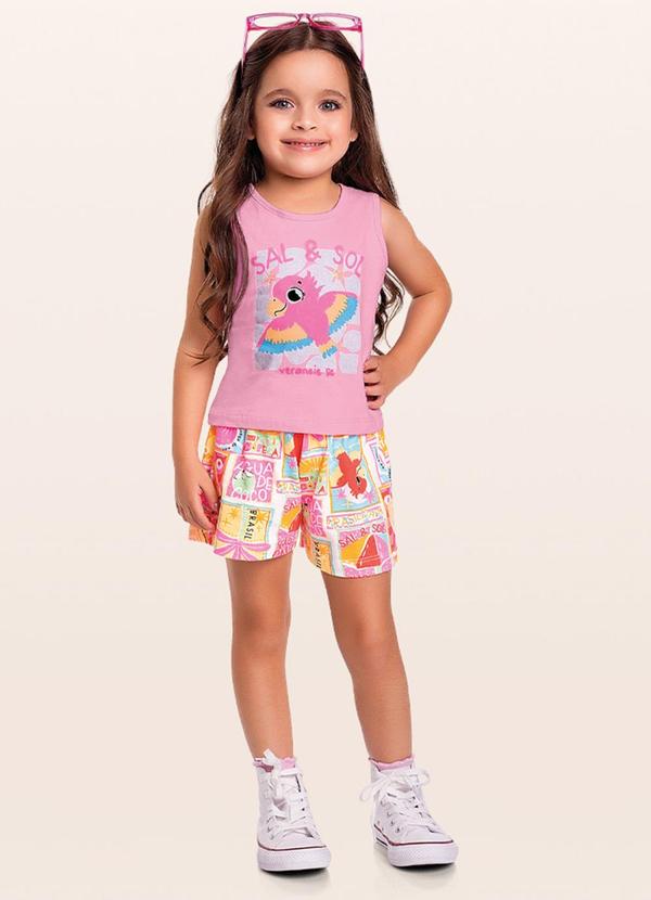 Fakini Kids - Conjunto Regata/Short Rosa