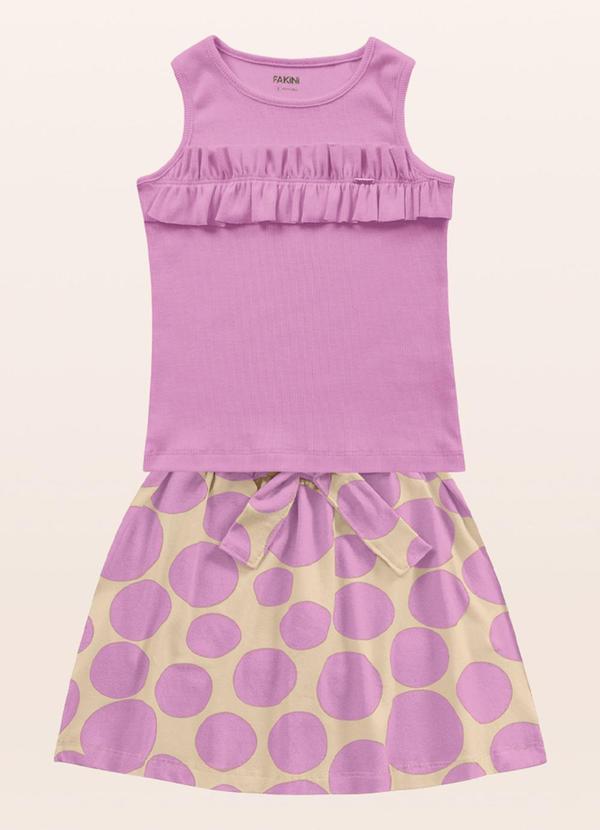 Fakini Kids - Conjunto Regata/Short-Saia Roxo