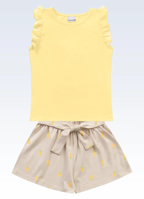 Fakini Kids - Conjunto Regata/Shorts Amarelo