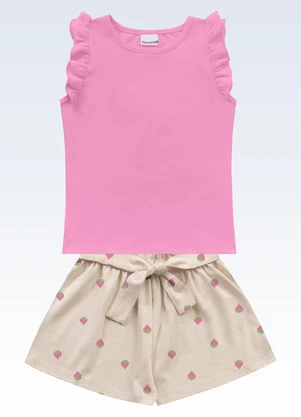 Fakini Kids - Conjunto Regata/Shorts Rosa - FAKINI KIDS