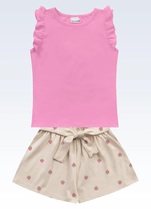 Fakini Kids - Conjunto Regata/Shorts Rosa