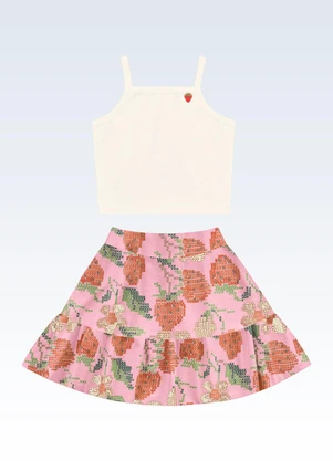 Fakini Kids - Conjunto Regata/Shorts Saia Bege - FAKINI KIDS