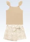 Fakini Kids - Conjunto Regata/Shorts Saia Vermelho - variação: Bege
