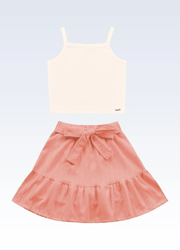 Fakini Kids - Conjunto Regata/Shorts Saia Bege