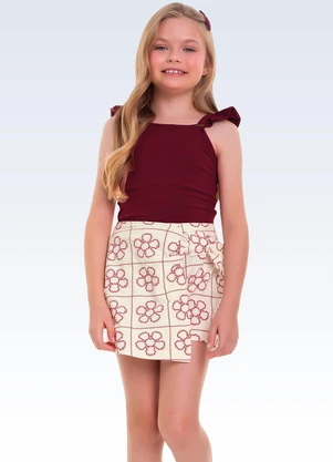 Fakini Kids - Conjunto Regata/Shorts Saia Vermelho - FAKINI KIDS