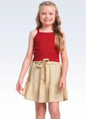 Fakini Kids - Conjunto Regata/Shorts Saia Vermelho - FAKINI KIDS