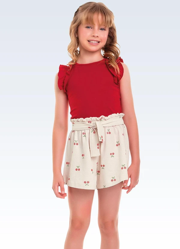 Fakini Kids - Conjunto Regata/Shorts Vermelho
