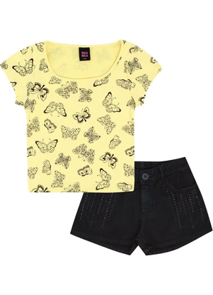 Pulla Bulla - Conjunto Ribana com Elastano Leve Amarelo - PULLA BULLA