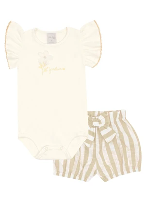 Pulla Bulla - Conjunto Ribana com Elastano Leve Bege - PULLA BULLA